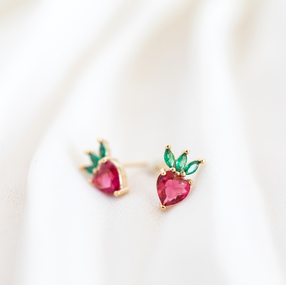 Sweet Strawberry Studs (S925) - Only 3 left! - Picture 4 of 9